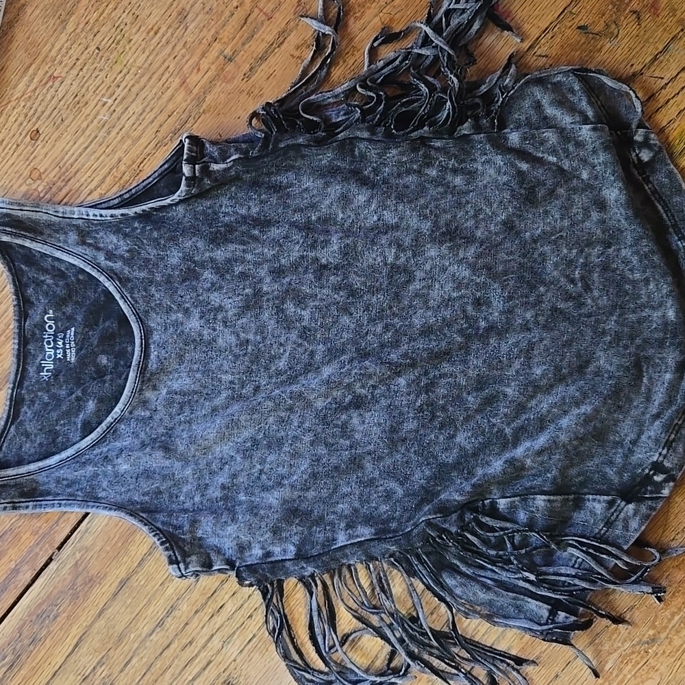 Xhilaration Black Fringe Tank Top
